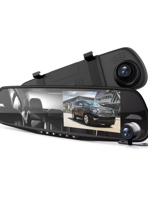 Pyle 4.3" Dual Camera Dash Cam HD w/ Rearview Mirror Display and Backup Cam - PLCMDVR49