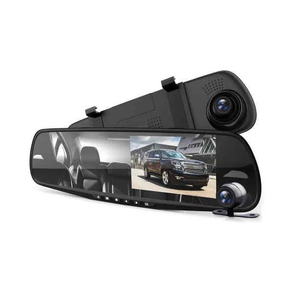 22 Pyle 4.3" Dual Camera Dash Cam HD w/ Rearview Mirror Display and Backup Cam - PLCMDVR49