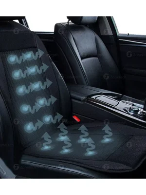 Zone Tech Cooling Car Seat Cushion - Black 12V Automotive Adjustable Temperature Comfortable Cooling Car Seat Cushion