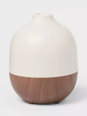 White Top and Woodgrain Base 300ml Large Diffuser - Threshold™: Ultrasonic Aroma, 8hr Run Time, Auto Shut-Off